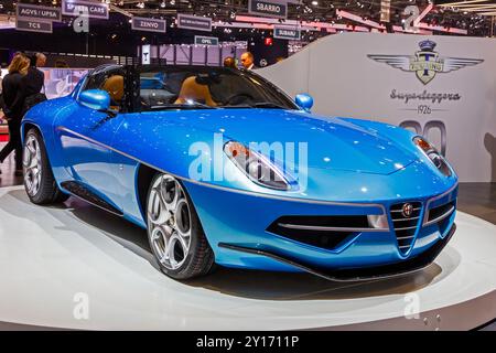 Alfa Romeo disco volante Spyder di Touring Superleggera al Salone Internazionale dell'automobile di Ginevra. Svizzera - 1 marzo 2016. Foto Stock
