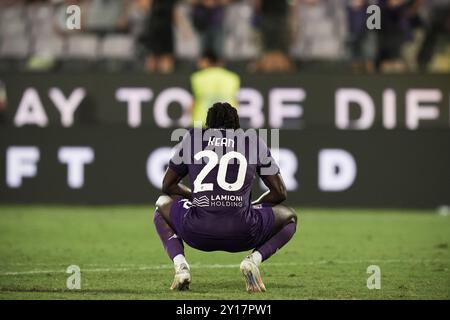Firenze, Italia. 1 settembre 2024. Moise Kean della Fiorentina al termine della partita di serie A Enilive 2024/2025 tra Fiorentina e Monza - serie A Enilive allo Stadio Artemio Franchi - Sport, calcio - Firenze, Italia - domenica 1 settembre 2024 (foto di massimo Paolone/LaPresse) crediti: LaPresse/Alamy Live News Foto Stock