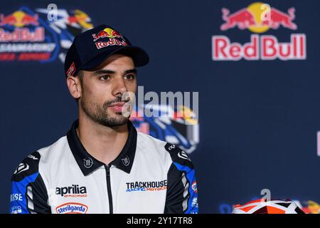 Misano Adriatico, Italia. 5 settembre 2024. Miguel OLIVEIRA (POR) - Trackhouse Racing partecipa alla conferenza stampa di giovedì del Gran Premio Red Bull di San Marino 2024, 13° round del Campionato del mondo MotoGP 2024. Crediti: Riccardo Righetti/Alamy Live News Foto Stock