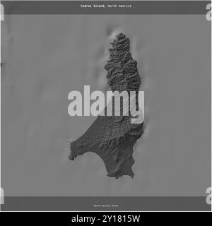 Cedros Island, nell'Oceano Pacifico settentrionale, appartenente al Messico, si è ritagliata su una mappa a due livelli Foto Stock
