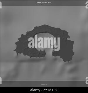 Isola Garove nel Mare di Bismarck, appartenente alla Papua nuova Guinea, ritagliata in piazza su una mappa a due livelli Foto Stock