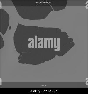 Isola di Goaribari nel Mar dei Coralli, appartenente alla Papua nuova Guinea, ritagliata in piazza su una mappa a due livelli Foto Stock