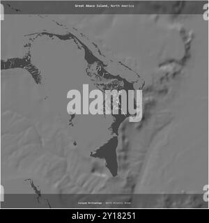 Great Abaco Island nell'Oceano Atlantico settentrionale, appartenente alle Bahamas, ritagliata su una mappa a due livelli Foto Stock