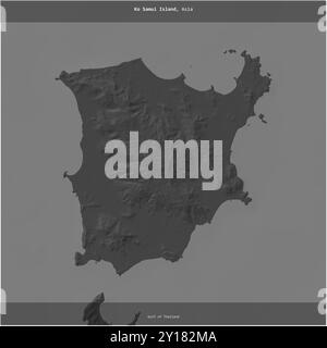 Ko Samui Island nel Golfo di Thailandia, appartenente alla Thailandia, ritagliata in piazza su una mappa a due livelli Foto Stock