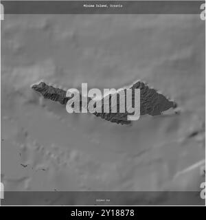 L'isola di Misima, nel Mare delle Salomone, appartenente alla Papua nuova Guinea, è stata ritagliata in quadrato su una mappa a due livelli Foto Stock