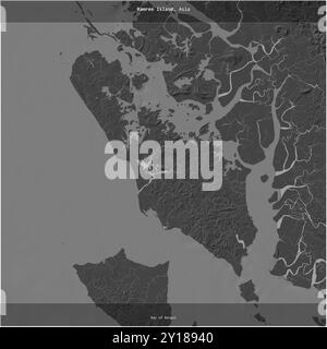 Ramree Island nella Baia del Bengala, appartenente al Myanmar, si è ritagliata su una mappa a due livelli Foto Stock