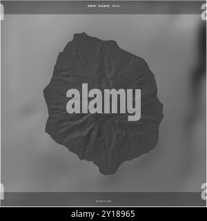 Isola Sakar nel Mare di Bismarck, appartenente alla Papua nuova Guinea, ritagliata in piazza su una mappa a due livelli Foto Stock