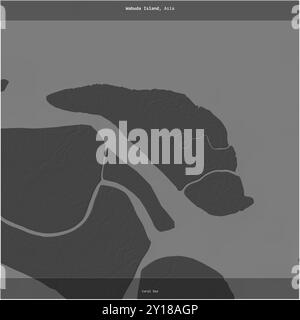 L'isola di Wabuda, nel Mar dei Coralli, appartenente alla Papua nuova Guinea, si è ritagliata in piazza su una mappa a due livelli Foto Stock