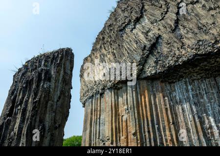 Magnifici organi basaltici di Chilhac in alta Loira, Auvergne-Rhône-Alpes, Francia Foto Stock