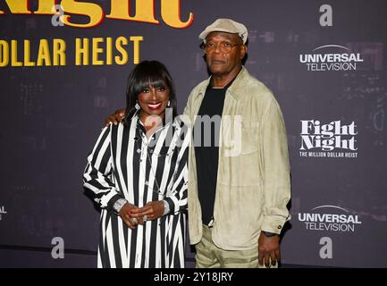 New York, Stati Uniti. 4 settembre 2024. Latanya Richardson Jackson, Samuel L. Jackson partecipano alla prima mondiale di Peacock 'Fight Night: The Million Dollar Heist' al Jazz at Lincoln Center il 4 settembre 2024 a New York. Foto: Jeremy Smith/imageSPACE/Sipa USA credito: SIPA USA/Alamy Live News Foto Stock