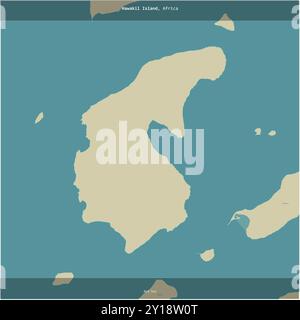 Hawakil Island nel Mar Rosso, appartenente all'Eritrea, ritagliata in piazza su una mappa topografica in stile umanitario OSM Foto Stock