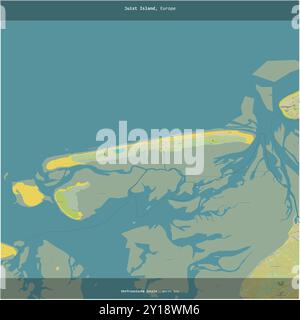 Juist Island nel Mare del Nord, appartenente alla Germania, ritagliata in piazza su una mappa topografica in stile umanitario OSM Foto Stock