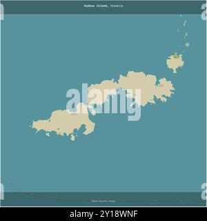 L'isola di Kadavu, nell'Oceano Pacifico meridionale, appartenente alle Figi, si ritagliò in quadrato su una mappa topografica in stile umanitario OSM Foto Stock