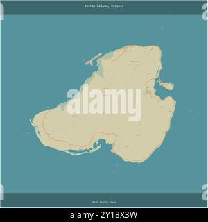 Kosrae Island, nell'Oceano Pacifico settentrionale, appartenente agli Stati Federati di Micronesia, ritagliata in quadrato su una mappa topografica in stile umanitario OSM Foto Stock