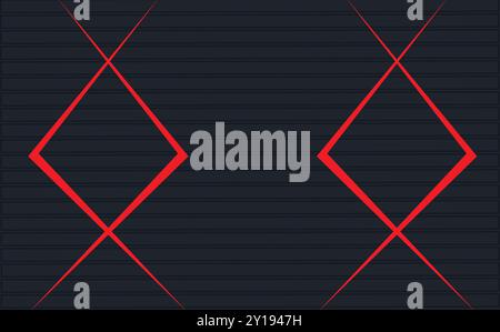 Motivo geometrico rosso e nero astratto con quadrati concentrici per uno sfondo moderno Illustrazione Vettoriale