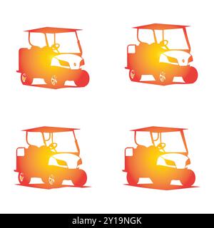 Quartet of Gradient Golf Carts silhouette Illustrazione Vettoriale