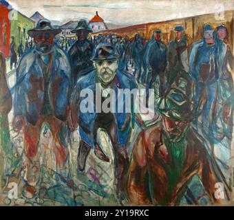 Workers on Their Way Home, 1913, dipinto di Edvard Munch Foto Stock