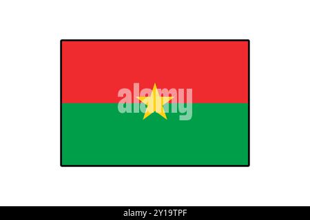 La bandiera del Burkina Faso presenta un tricolore orizzontale di rosso, verde e giallo, che rappresenta l'identità e l'unità della nazione, mostrando una stella a cinque punte prominente. Illustrazione Vettoriale