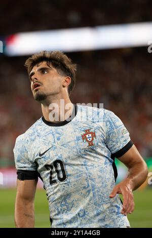 5 settembre 2024. Lisbona, Portogallo. Pedro Neto (20), difensore del Portogallo e del Chelsea, in azione durante il gruppo 1 della UEFA Nations League, Portogallo vs Croazia credito: Alexandre de Sousa/Alamy Live News Foto Stock