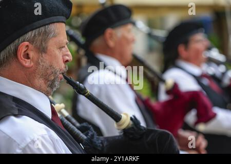 Orchestra di cornamusa, concerto di cornamusa, Sigmaringen, Baden-Wuerttemberg, Germania, Europa Foto Stock