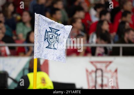 5 settembre 2024. Lisbona, Portogallo. Bandiera della Federazione calcistica portoghese durante la fase League gruppo 1 della UEFA Nations League, Portogallo vs Croazia credito: Alexandre de Sousa/Alamy Live News Foto Stock