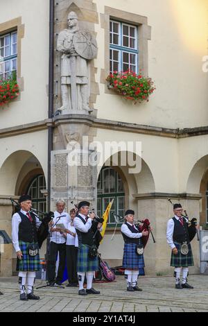 Orchestra di cornamusa, concerto di cornamusa, Sigmaringen, Baden-Wuerttemberg, Germania, Europa Foto Stock