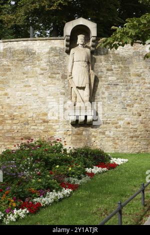 Scultura di re Enrico i a Merseburg Foto Stock