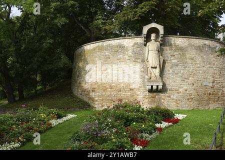 Scultura di re Enrico i a Merseburg Foto Stock