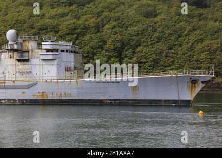 Ex fregata Primauguet D644, fregata de lutte anit-sous-marin de la classe Georges Leygues (tipo F70), cimitero navale Cimetiere des Navires de Lande Foto Stock