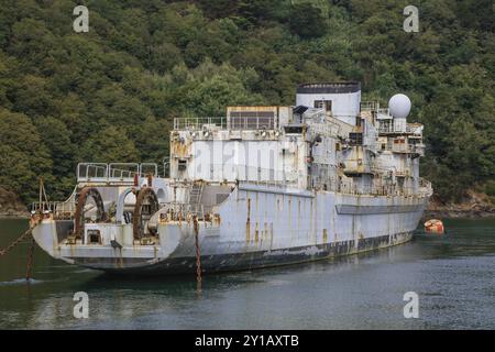 Ex fregata Primauguet D644, fregata de lutte anit-sous-marin de la classe Georges Leygues (tipo F70), cimitero navale Cimetiere des Navires de Lande Foto Stock