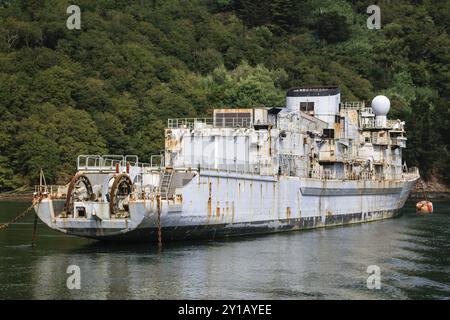 Ex fregata Primauguet D644, fregata de lutte anit-sous-marin de la classe Georges Leygues (tipo F70), cimitero navale Cimetiere des Navires de Lande Foto Stock