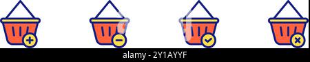icona pulsante ui carrello o carrello con simboli più, meno, controllo e annullamento. File modificabile Illustrazione Vettoriale