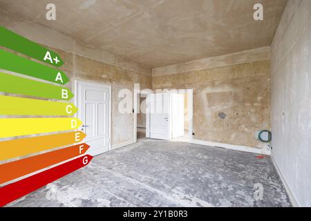 Classi di efficienza energetica, ristrutturazione di una vecchia villa a Remscheid, Germania, Europa Foto Stock