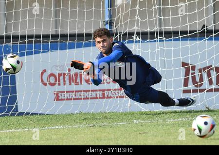 Latina, Lazio. 5 settembre 2024. Gioele Zacchi durante la partita di qualificazione del Campionato europeo Under 21 Italia contro San Marino allo stadio Domenico Francioni di Latina, 05 settembre 2024 credito: massimo insabato/Alamy Live News Foto Stock