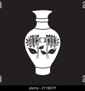 design del logo dell'illustrazione vettoriale dell'icona del vaso in ceramica Illustrazione Vettoriale