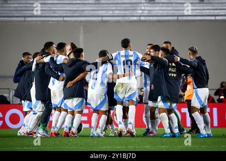 Buenos Aires, Buenos Aires, Argentina. 5 settembre 2024. Argentina Players celebra la vittoria dopo la partita tra Argentina e Cile nell'ambito della Coppa del mondo 2026 - qualificazioni, il 05 settembre 2024 a Buenos Aires, Argentina (Credit Image: © Roberto Tuero/ZUMA Press Wire) SOLO USO EDITORIALE! Non per USO commerciale! Crediti: ZUMA Press, Inc./Alamy Live News Foto Stock