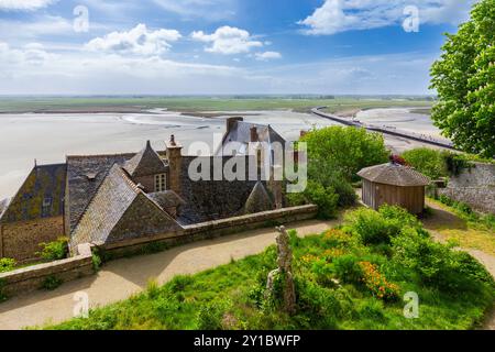 Vista della parte interna della città medievale di le Mont Saint Michel. Normandia, manche, Avranches, Pontorson, Francia, Europa occidentale. Foto Stock