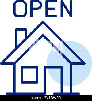 Casa aperta. Annuncio di vendita immobiliare. Pixel Perfect, icona del vettore di traccia modificabile Illustrazione Vettoriale