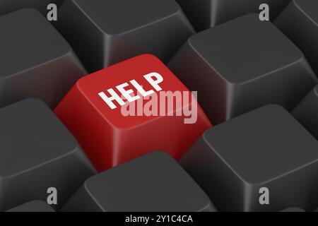 premere il pulsante con la guida testuale. Illustrazione 3D. Foto Stock