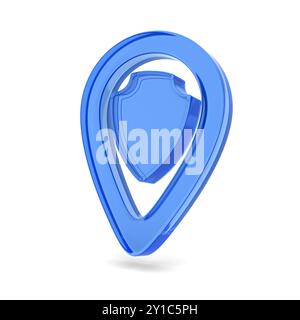 marcatore con puntatore in vetro su sfondo bianco. Illustrazione 3D isolata Foto Stock