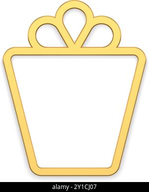 Gioielli dorati di lusso sagomati in scatola regalo per le feste con fiocco legato realistica illustrazione vettoriale. Baule con decorazioni costose di alta qualità in cartone Illustrazione Vettoriale