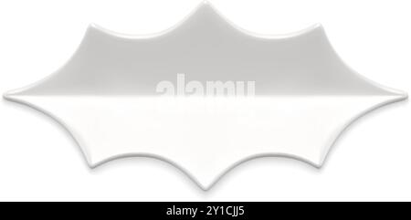 Grazioso design decorativo bianco lucido con foglie ornamentali per la disposizione dei regali di Natale realistica illustrazione vettoriale. Tenero bauble botanico albero di Natale de Illustrazione Vettoriale