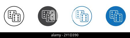 Icona dei dadi Logo firma il set di linee sottili e la raccolta di gruppo Illustrazione Vettoriale