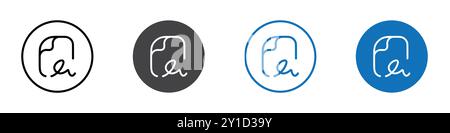 Logo icona accordo firma il set di linee sottili e la raccolta di gruppi Illustrazione Vettoriale