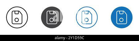 Icona floppy disk Logo firma il set di linee sottili e la raccolta di gruppi Illustrazione Vettoriale