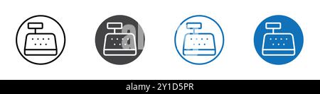 Icona registratore di cassa Logo accedi al set di linee sottili e alla raccolta di gruppo Illustrazione Vettoriale