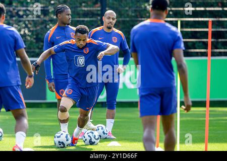 Zeist, Paesi Bassi. 6 settembre 2024. ZEIST, PAESI BASSI - 6 SETTEMBRE: Jurrien Timber dei Paesi Bassi durante una sessione di allenamento della squadra di calcio olandese in vista della partita di UEFA Nations League tra Paesi Bassi e Bosnia ed Erzegovina al KNVB Campus il 6 settembre 2024 a Zeist, Paesi Bassi. (Foto di Broer van den Boom/Orange Pictures) credito: dpa/Alamy Live News Foto Stock