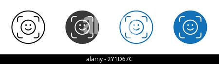 Icona di scansione Face id Logo firma il set di linee sottili e la raccolta di gruppi Illustrazione Vettoriale