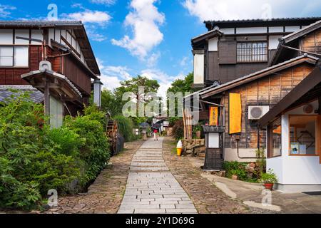 Magome, Giappone lungo il sentiero storico di Nakasendo nel pomeriggio. Foto Stock