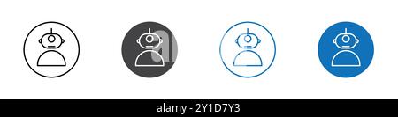 Il logo dell'icona del robot consente di accedere al set di linee sottili e alla raccolta di gruppi Illustrazione Vettoriale
